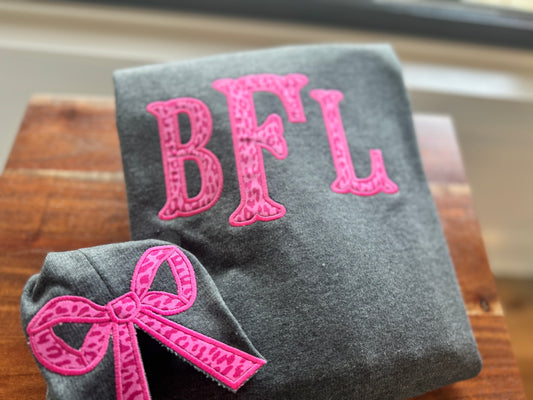 Monogrammed Sweatshirt with Side Bows